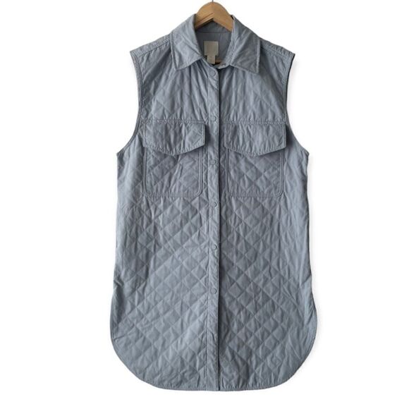 H&M Women blue Sleeveless Shirt Jacket size S - Picture 1 of 6